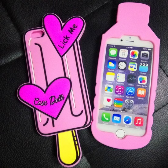 Sweet 3D Love Bottle Ice Cream Couples Case Soft Silicone Rubber Cover For iPhone 7