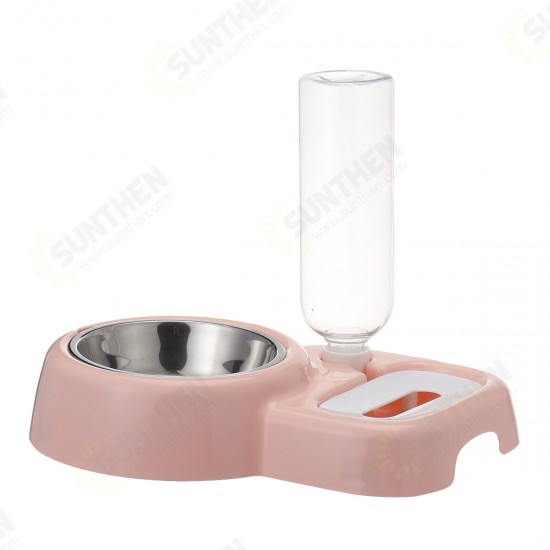 2 In 1 Automatic Pet Bowl 500ml Adjustable Drinking Fountain Dog Cat Food Feeder