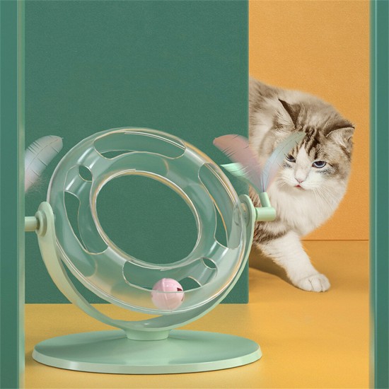 Cat Roller Coaster Toy Interactive Round Shape Toy 360° Rotation Toy with Ringing Bell Non-slip Design for Cats