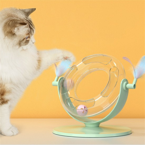 Cat Roller Coaster Toy Interactive Round Shape Toy 360° Rotation Toy with Ringing Bell Non-slip Design for Cats