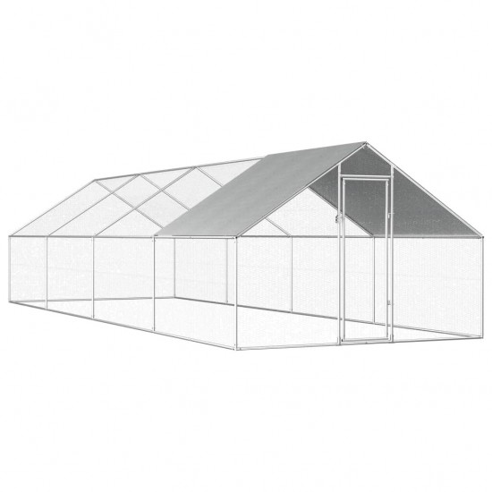 Outdoor Chicken Cage 9'x26.2'x6'3inch Galvanized Steel