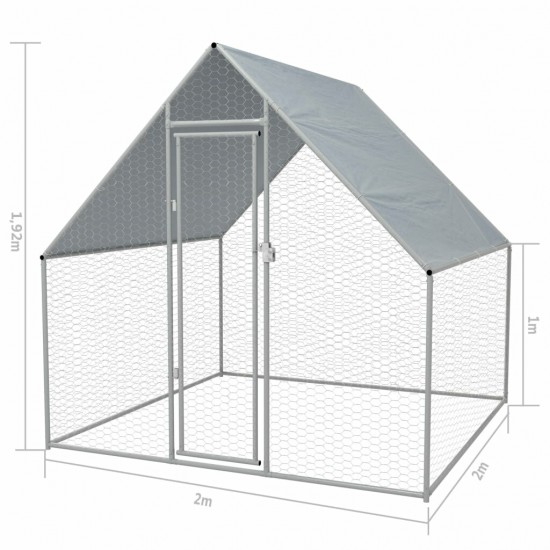 Outdoor Chicken Cage Galvanized Steel 6'6inchx6'6inchx6'3inch