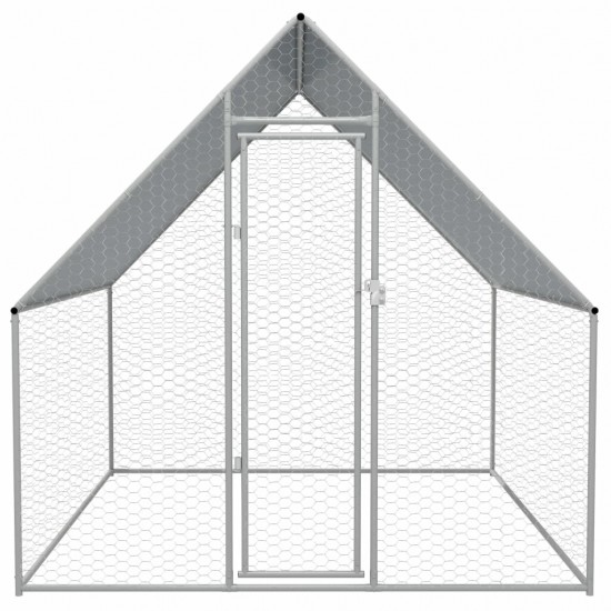 Outdoor Chicken Cage Galvanized Steel 6'6inchx6'6inchx6'3inch