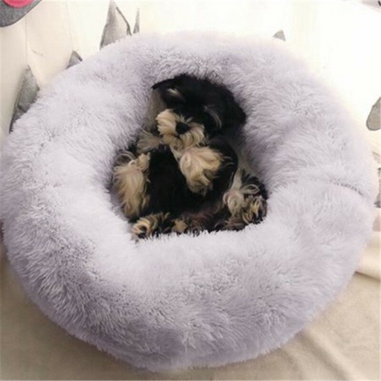 Pet Beds Dog Cat Calming Warm Soft Plush Cute Round Nest Comfortable Sleeping