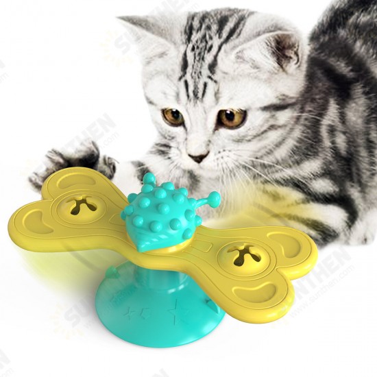 Windmill Cat Toy Funny Turntable Teasing Pet Toy Scratching Tickle Cats Hair Brush Cat Toys Interactive Puzzle Smart Pet