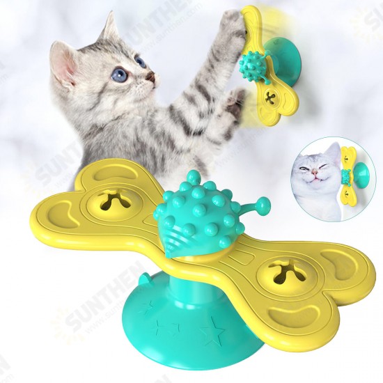 Windmill Cat Toy Funny Turntable Teasing Pet Toy Scratching Tickle Cats Hair Brush Cat Toys Interactive Puzzle Smart Pet