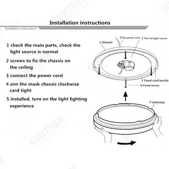 18/40/50W LED Ceiling Lights Panel Down Round Kitchen Bathroom Room Wall Lamp