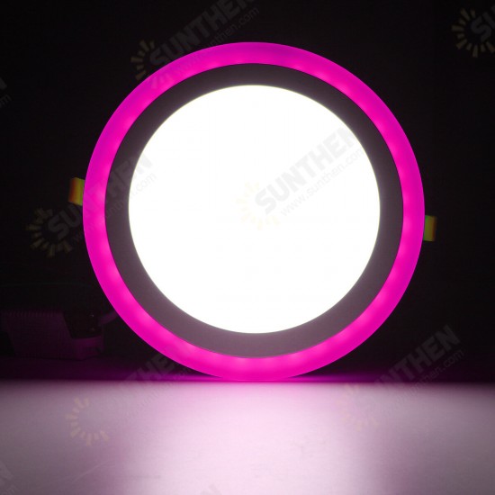 18W RGB Dual Color LED Recessed Ceiling Round Panel Down Light Lamp AC85-265V