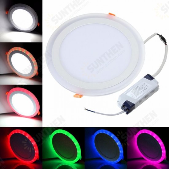 18W RGB Dual Color LED Recessed Ceiling Round Panel Down Light Lamp AC85-265V