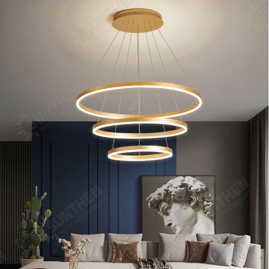 220V Modern 3-Ring Led Ceiling Chandeliers for Living Dining Room Loft Hanging Lamp Home Decore Accessories Indoor Lighting Fixtures