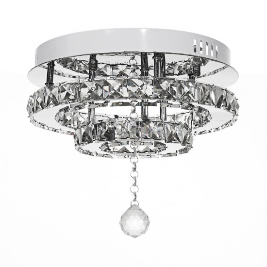 24W/48W Chandelier Crystal Stepless Dimming LED Round Ceiling Light Remote Control Fixture Decor AC100-240V