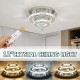 24W/48W Chandelier Crystal Stepless Dimming LED Round Ceiling Light Remote Control Fixture Decor AC100-240V