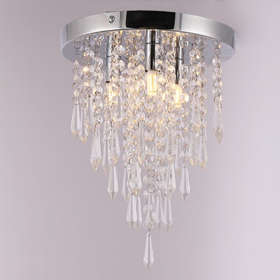 250x265MM Crystal Chandeliers Crystal Ceiling Light For Bedroom Hallway Living Room Kitchen Chrome Finish Without Bulb