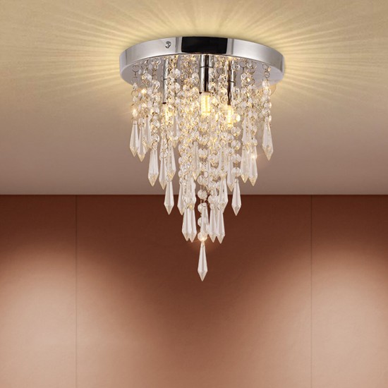 250x265MM Crystal Chandeliers Crystal Ceiling Light For Bedroom Hallway Living Room Kitchen Chrome Finish Without Bulb