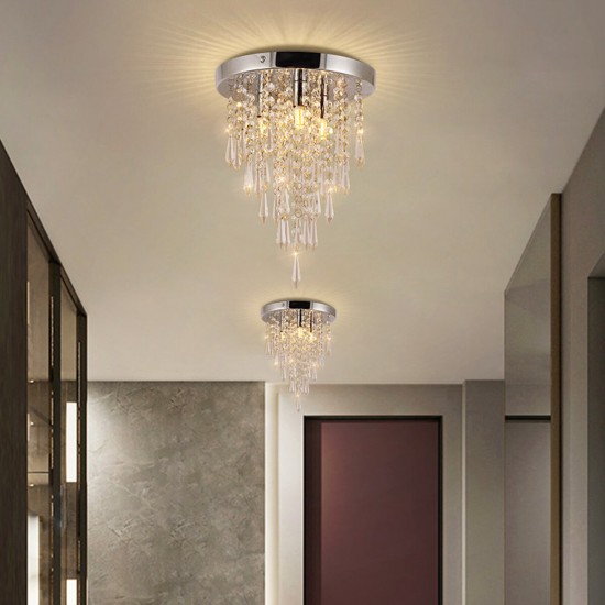 250x265MM Crystal Chandeliers Crystal Ceiling Light For Bedroom Hallway Living Room Kitchen Chrome Finish Without Bulb