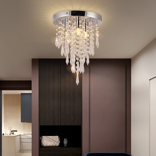 250x265MM Crystal Chandeliers Crystal Ceiling Light For Bedroom Hallway Living Room Kitchen Chrome Finish Without Bulb