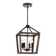 4-Light Chandelier Rustic Metal Pendant Light, Adjustable Height Square Pendant Ceiling Hanging Light Fixture with Oil Rubbed Bronze Finish