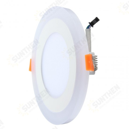 6W RGB Dual Color LED Recessed Ceiling Round Panel Down Light Lamp