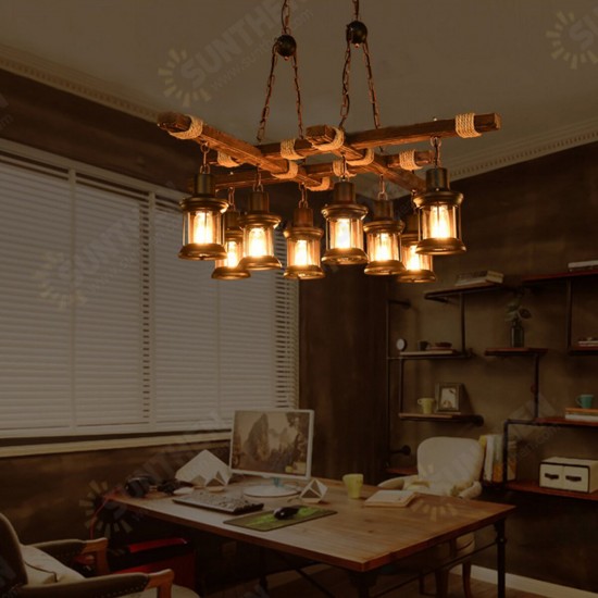 85V-265V E27 Industrial Wooden Pendant Light Ceiling Light Chandelier Home Fixture Decor