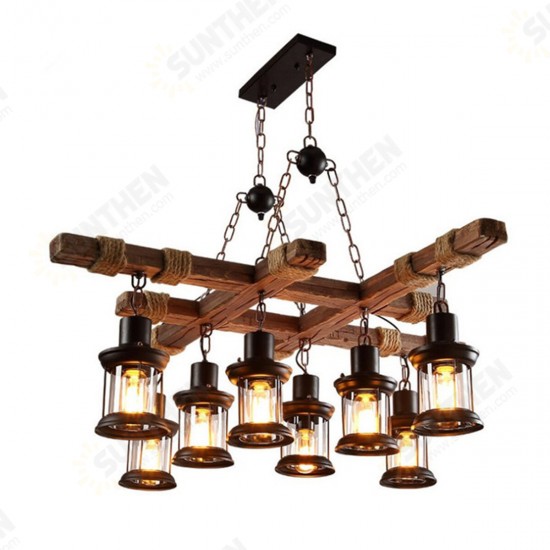 85V-265V E27 Industrial Wooden Pendant Light Ceiling Light Chandelier Home Fixture Decor