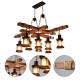 85V-265V E27 Industrial Wooden Pendant Light Ceiling Light Chandelier Home Fixture Decor