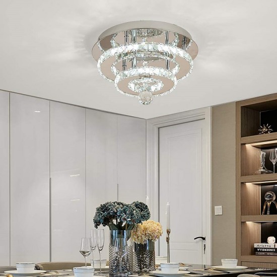 AC165-265V 30CM Modern Chandelier Crystal Dimmable LED Ceiling Light With Remote Control for Indoor Fixture