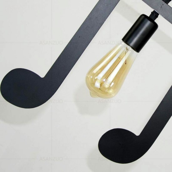 AC85-265V Music Symbol Pendant Lights E27 Creative Black Led Pendant Lamp for Bar bedroom bookroom Pendant Lighting Without Bulb