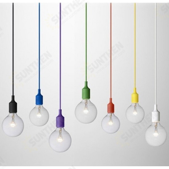 Colorful E27 Silicone Rubber Pendant Light Lamp Holder Socket DIY