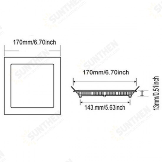 Dimmable 12W Square Ultra Thin Ceiling Energy-Saving LED Panel Light