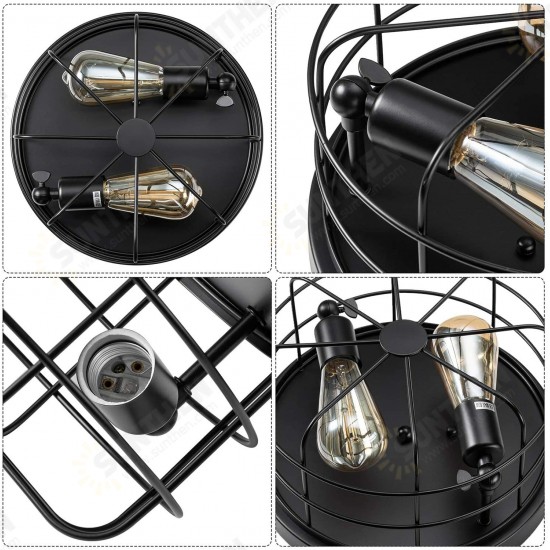 E26/E27 Industrial Vintage Metal Round Pendant Lamp Semi Flush Mount Ceiling Light Shade Without Bulb