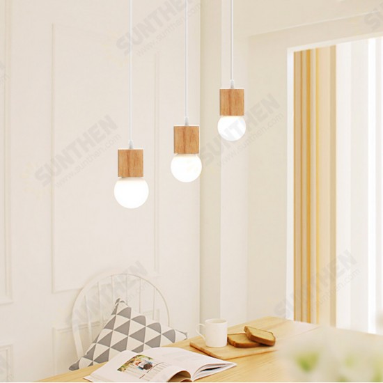 E27 1-5 Light Wood Pendant Ceiling Lamp Chandelier Bar Home Fixture Decoration