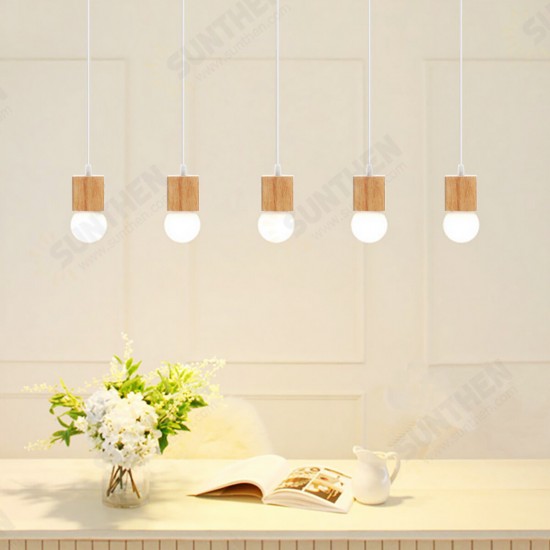 E27 1-5 Light Wood Pendant Ceiling Lamp Chandelier Bar Home Fixture Decoration