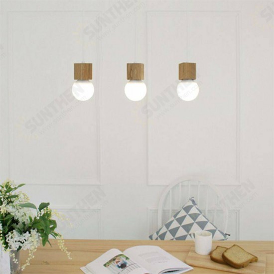 E27 1-5 Light Wood Pendant Ceiling Lamp Chandelier Bar Home Fixture Decoration