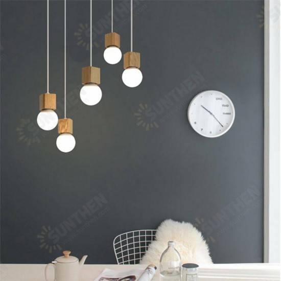 E27 1-5 Light Wood Pendant Ceiling Lamp Chandelier Bar Home Fixture Decoration