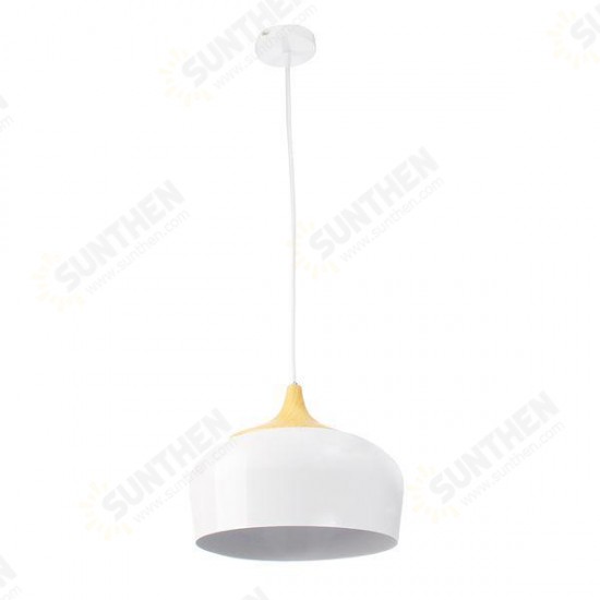 E27 30CM Simple Modern LED Ceiling Light Wood Metal Pendant Lamp Black/White AC110-256V