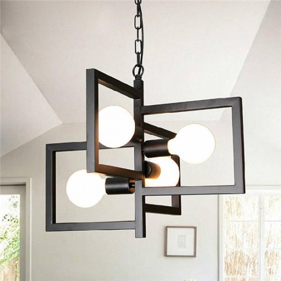 E27 4 Heads Industrial Pendant Light Chandelier Ceiling Lamp for Kitchen Room Office AC110-250V