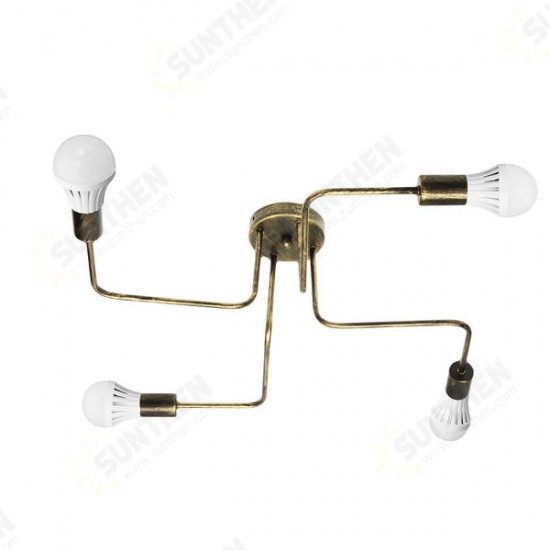 E27 4Heads Vintage Industrial Chandelier Pendant Light Metal Flush Mount Ceiling Lamp AC110-240V