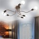 E27 6Heads Vintage Industrial Chandelier Pendant Light Metal Flush Mount Ceiling Lamp AC110-240V