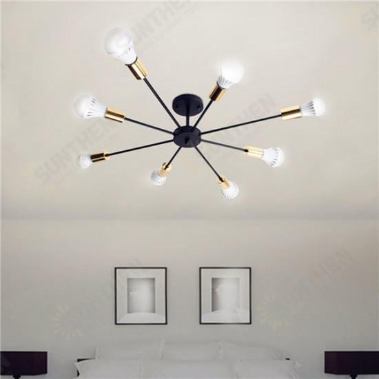 E27 8 Heads Vintage Industrial Edison Chandelier Metal Flush Mount LED Ceiling Lights AC 85-265V