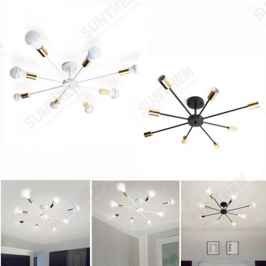 E27 8 Heads Vintage Industrial Edison Chandelier Metal Flush Mount LED Ceiling Lights AC 85-265V