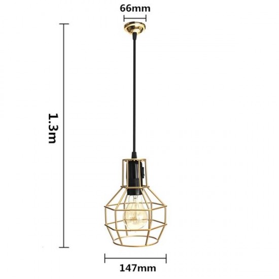 E27 Edison Vintage Pendant Metal Cage Ceiling Light Lamp Holder Socket Fixture AC 110-240V