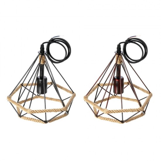 E27 Loft Industrial Hemp Rope Birdcage Chandelier Restaurant Bar Light Pendant Lamp