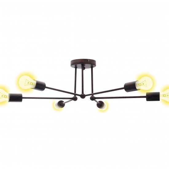 E27 Modern Pendant Lamp Ceiling Light Chandelier Vintage 6 Heads Sockets Holder