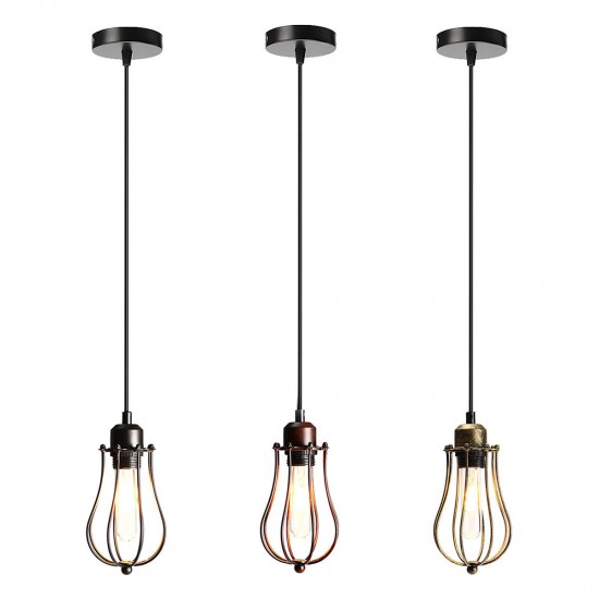 E27 Vintage Ceiling Edison Light Pendant Lamp Cage Lampshade Fixture Chandelier