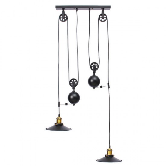 E27 Vintage Industrial Retro Hanging Ceiling Light 2 Chandeliers Pendant Stretch Lamp AC110-240V