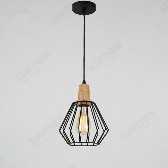 E27 Wood Pendant Light Modern Ceiling Lights Bar Lamp Black Pendant Lighting Without Bulb