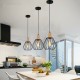 E27 Wood Pendant Light Modern Ceiling Lights Bar Lamp Black Pendant Lighting Without Bulb