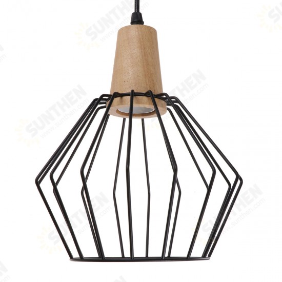 E27 Wood Pendant Light Modern Ceiling Lights Bar Lamp Black Pendant Lighting Without Bulb