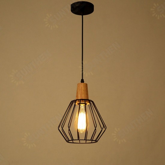 E27 Wood Pendant Light Modern Ceiling Lights Bar Lamp Black Pendant Lighting Without Bulb