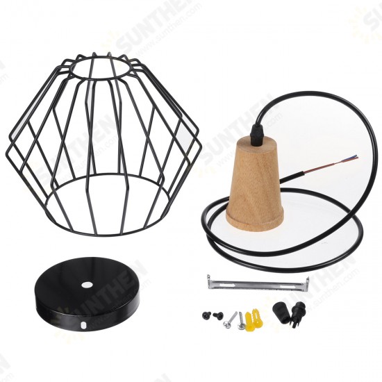 E27 Wood Pendant Light Modern Ceiling Lights Bar Lamp Black Pendant Lighting Without Bulb